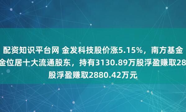 配资知识平台网 金发科技股价涨5.15%，南方基金旗下1只基金位居十大流通股东，持有3130.89万股浮盈赚取2880.42万元